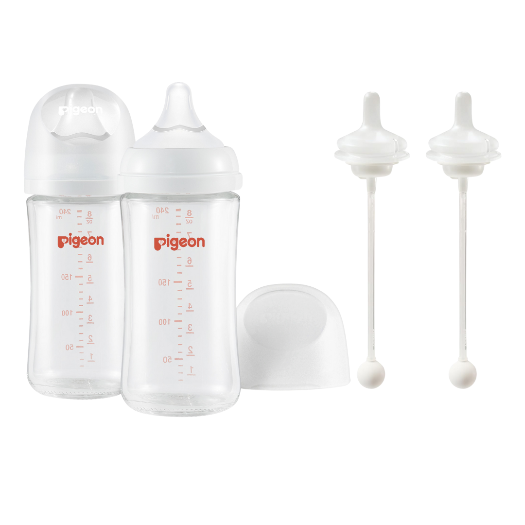 Glass bottles 8.1 Oz(3+ months) 2 packs  +  Weaning Silicone Sipper 2 packs-1