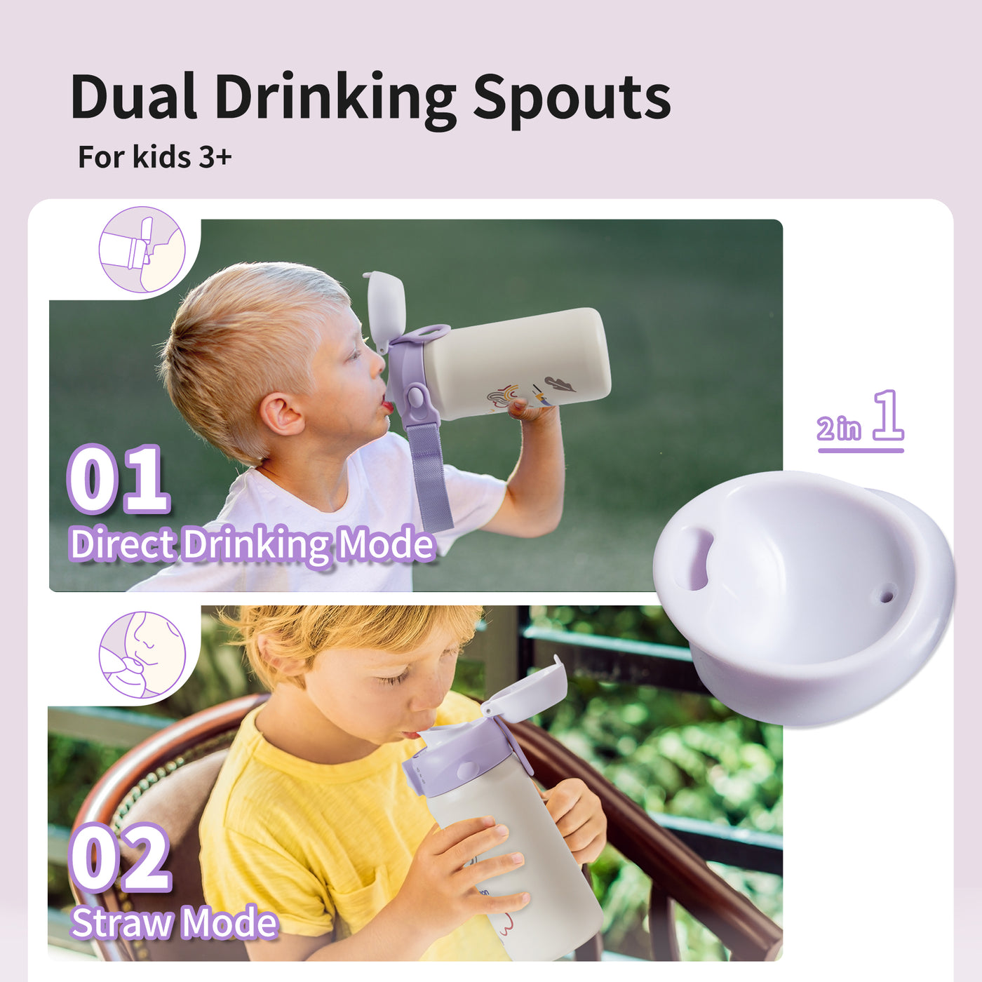 Kids' Stainless Steel Insulated Cup – 17 oz / 500ml(Lone-legs goes Stakeboarding)-2