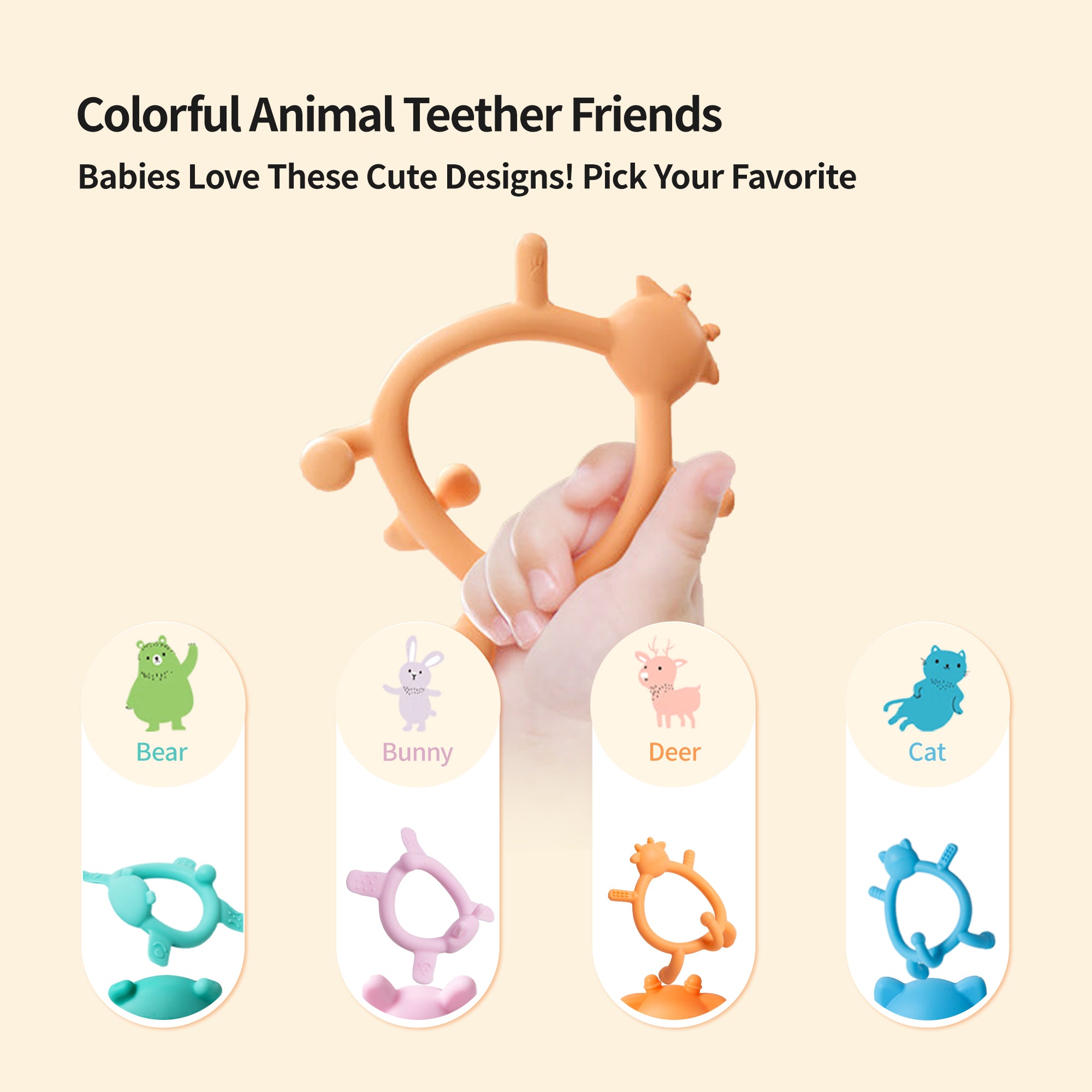 Pigeon Deer Silicone Teether for sipping(Orange)