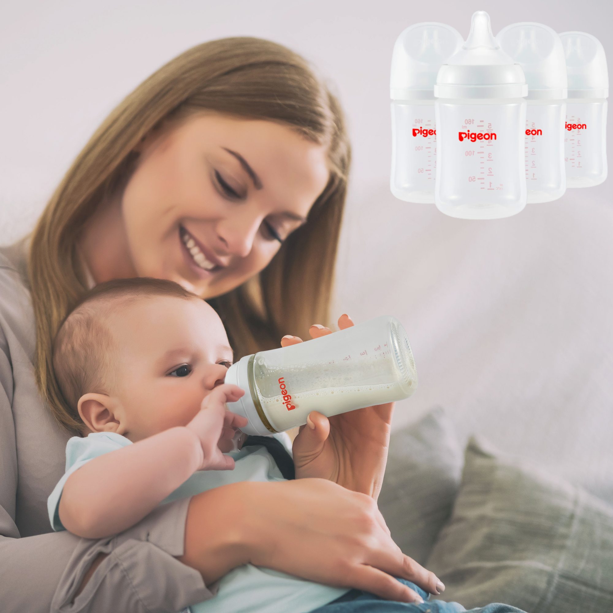 PP Wide Neck Soft Touch Baby Bottle 4 packs, 5.4 Oz
