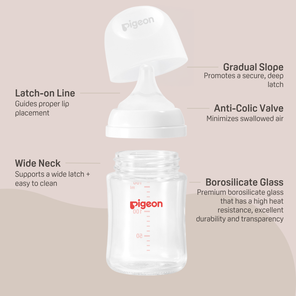 Glass Wide Neck Baby Bottle, 2 Packs, 5.4 Oz(160ml) for newborns