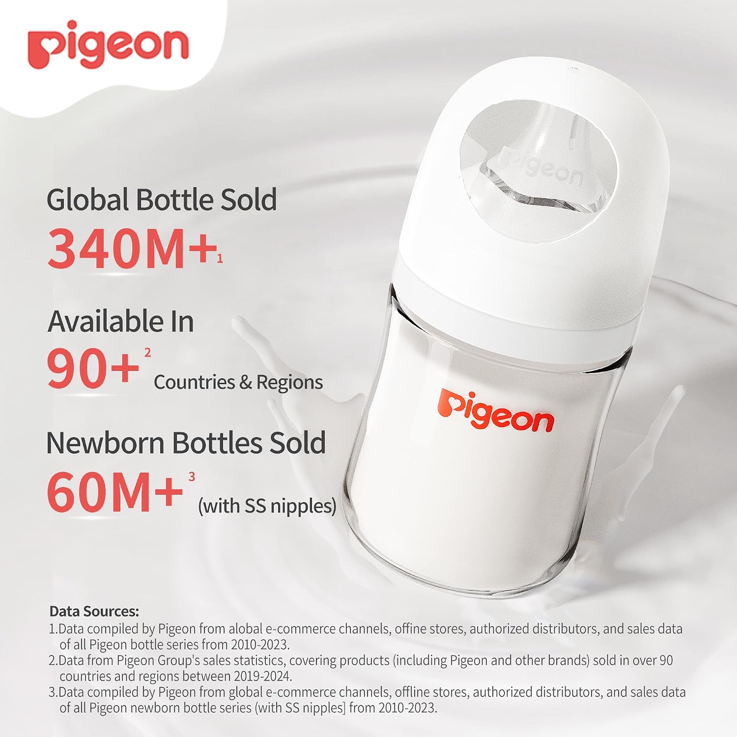 Pigeon Glass Nursing Baby Bottle Wide Neck (Pack of 4), Streamlined Body, Natural Feel, Easy to Clean, Heat-Resistant, 5.4 oz and 8.1 oz