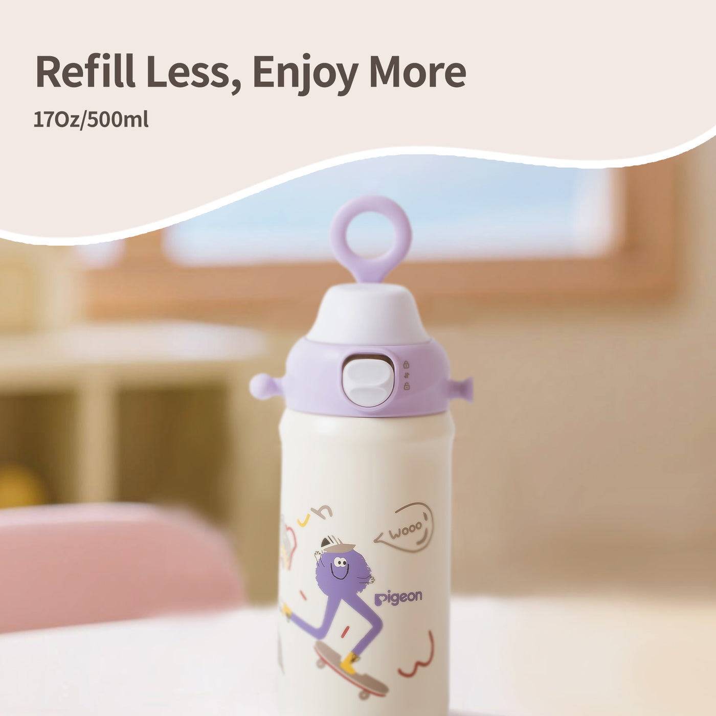 Kids' Stainless Steel Insulated Cup – 17 oz / 500ml(Lone-legs goes Stakeboarding)-9
