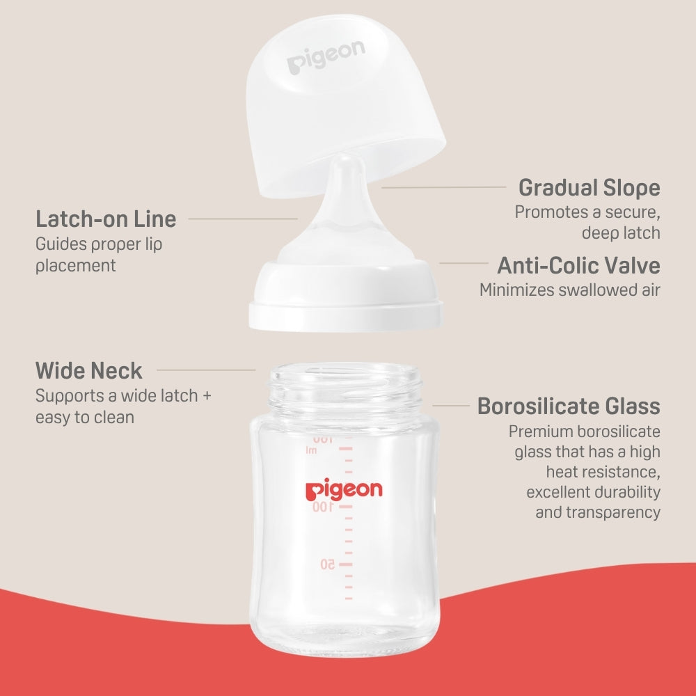 Glass Wide Neck Baby Bottle, 2Packs, 8.1 Oz(240 ml) for 3+ months