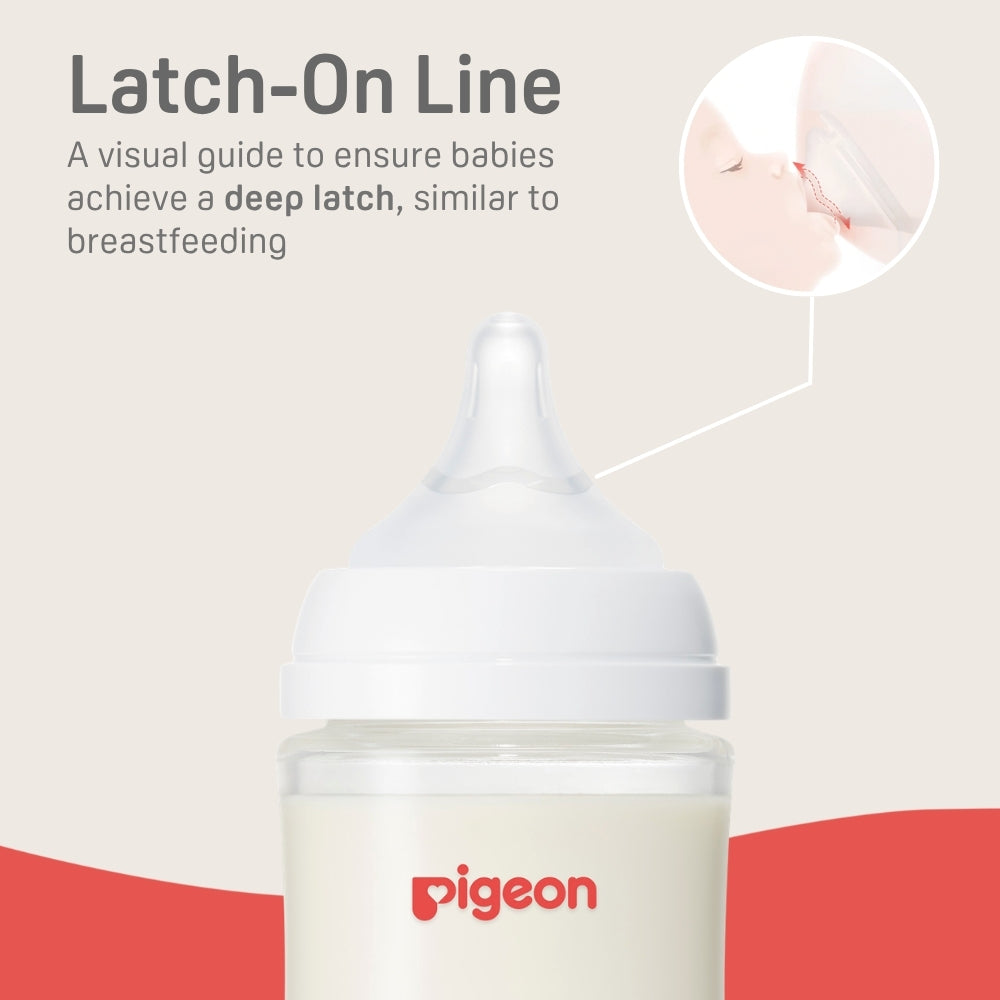 Pigeon Wide Neck Nursing Bottle 5Oz/160ml Glass 3pc with SS nipple