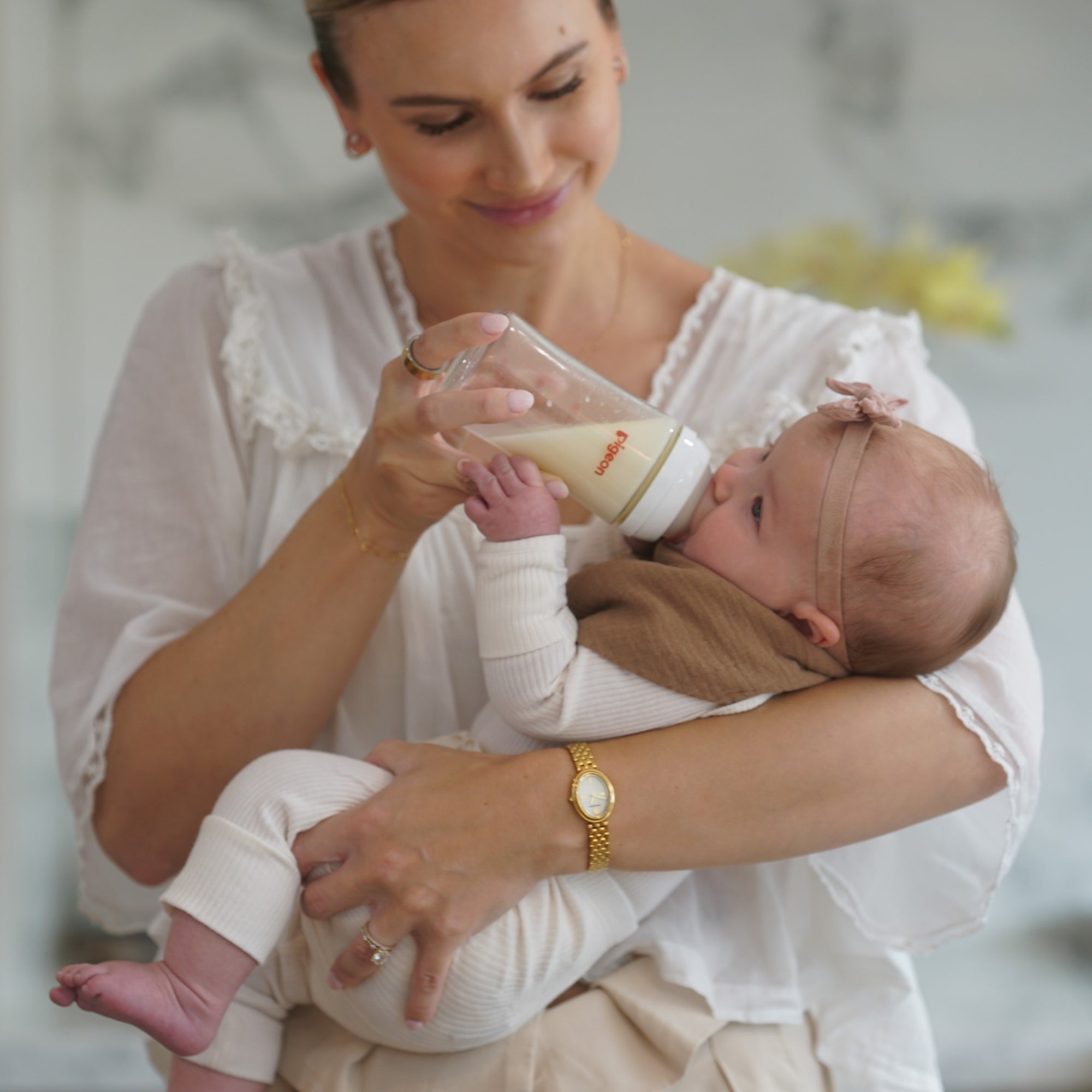 Pigeon Wide Neck Nursing Bottle 5Oz/160ml Glass 3pc with SS nipple