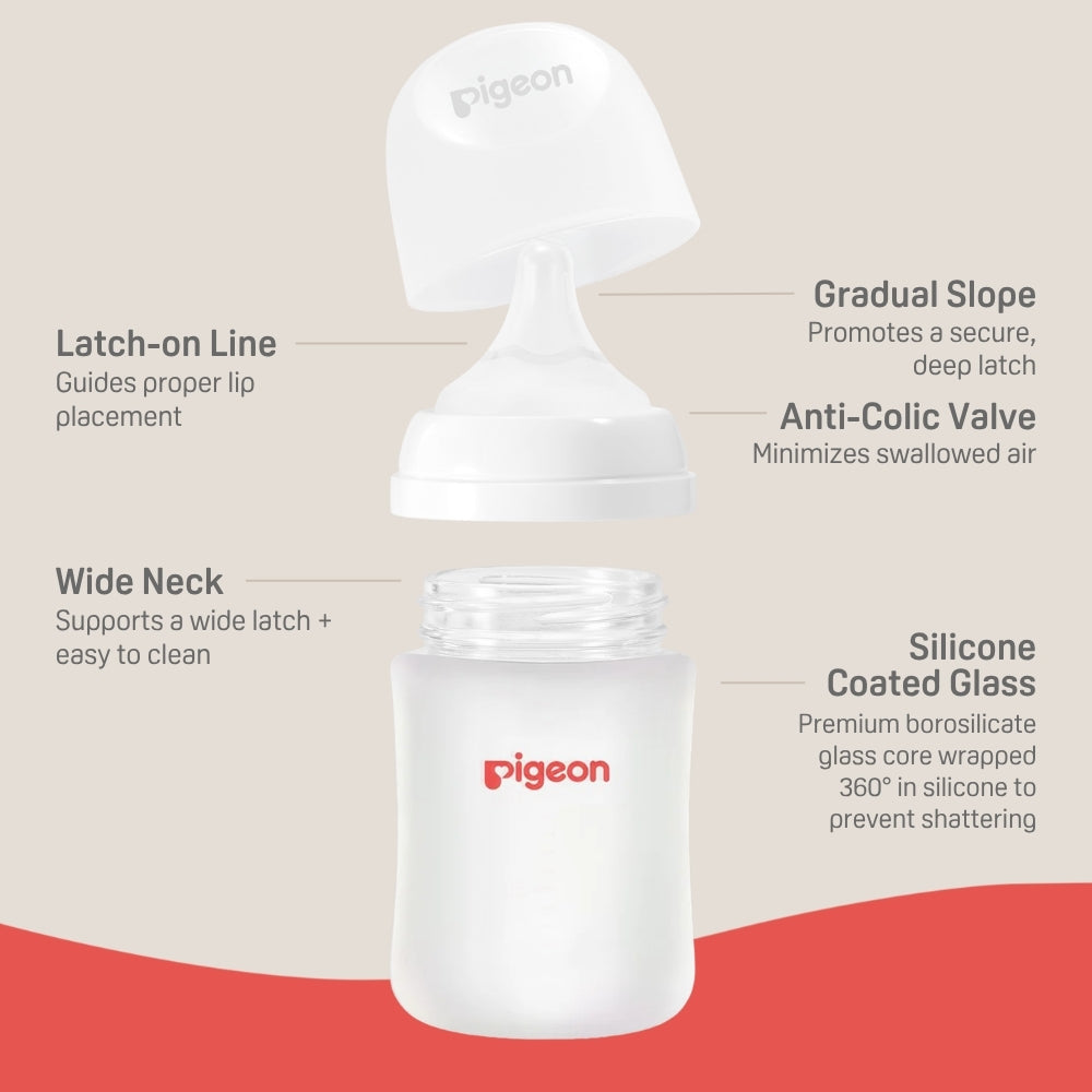 5oz-Silicone Coated Glass-Baby Bottle-Wide Neck-Pack of 2
