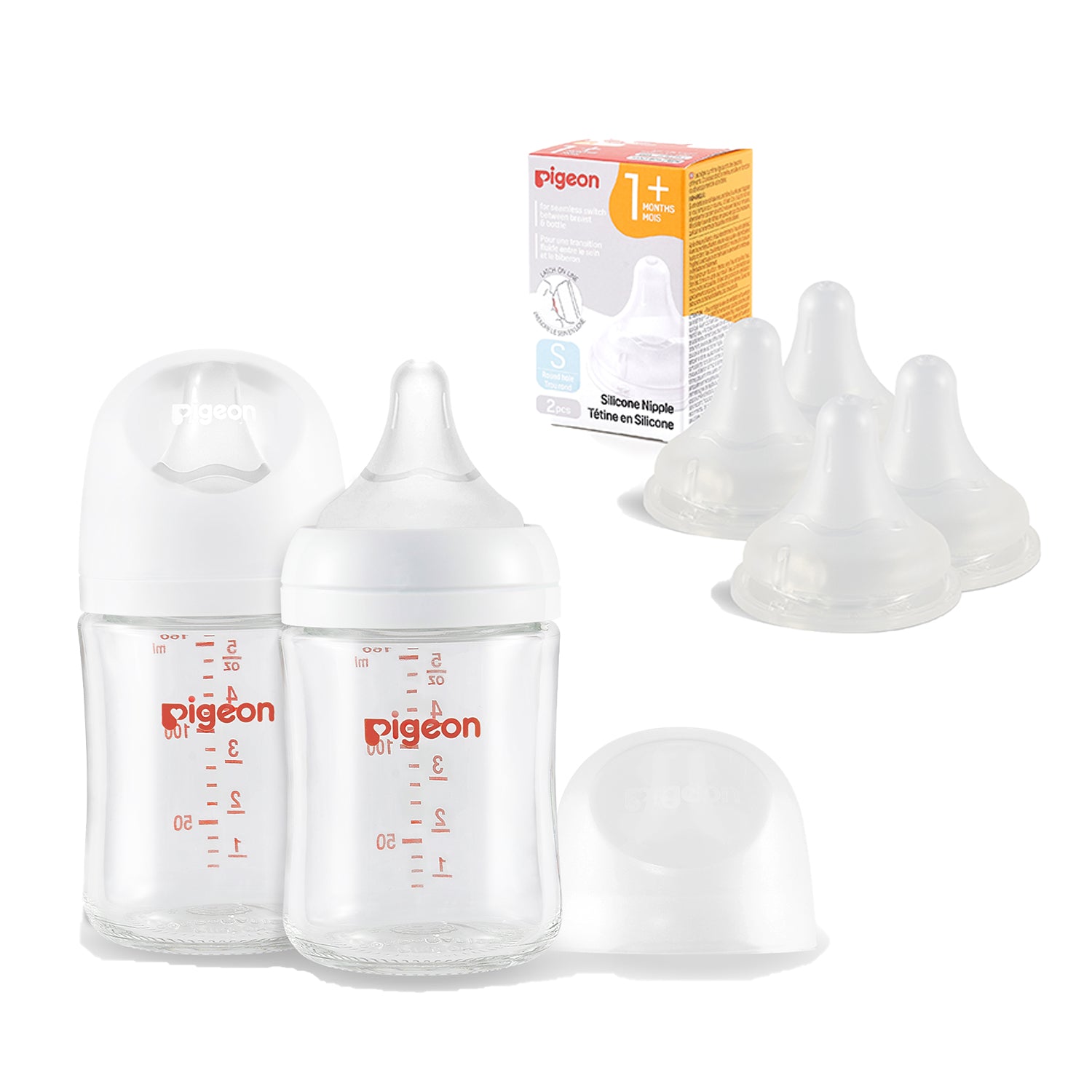 Glass bottles 5.4 Oz(1+ months) 2 packs with Silicone Nipple(S)
