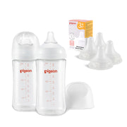 Glass bottles 8.1 Oz(3+ months) 2 packs with Silicone Nipple(M)-1