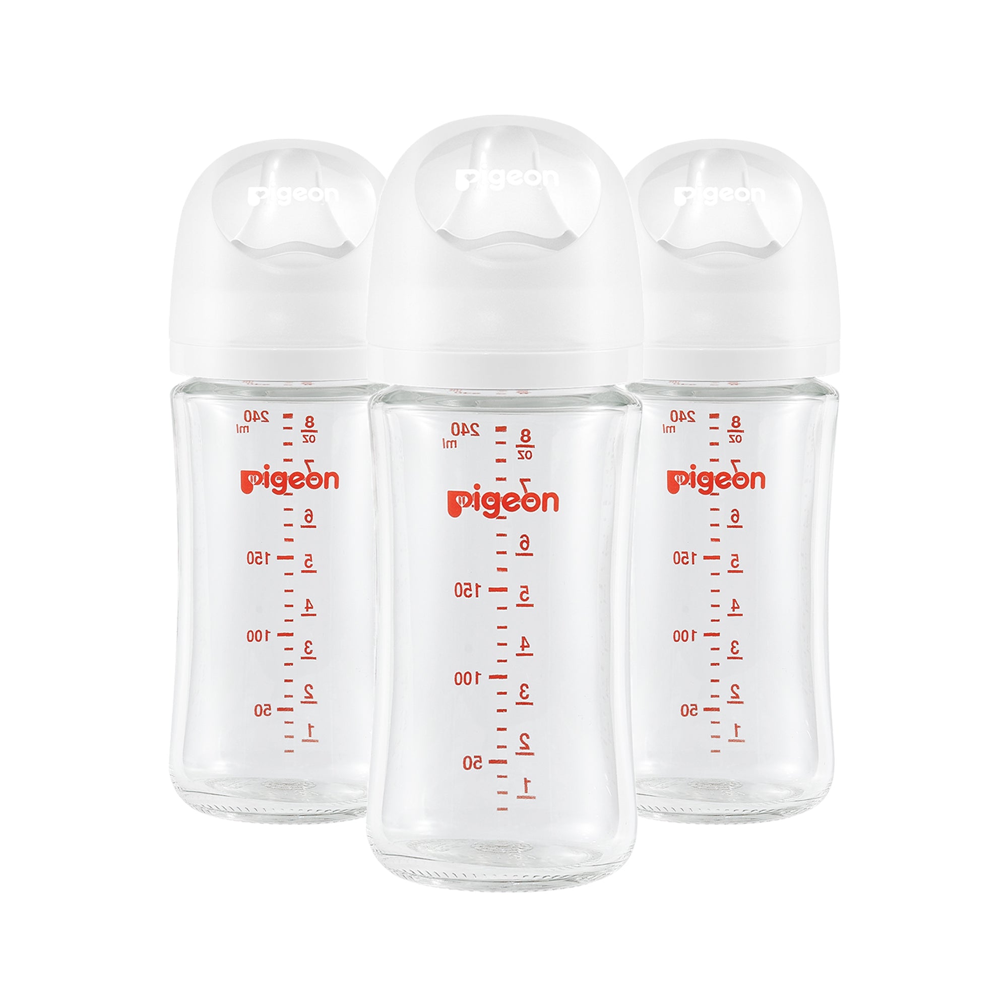 Pigeon Wide Neck Nursing Bottle 8oz/240ml Glass 3pc with M nipple