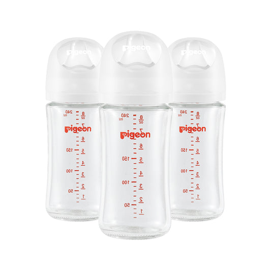 Pigeon Wide Neck Nursing Bottle 8oz/240ml Glass 3pc with M nipple