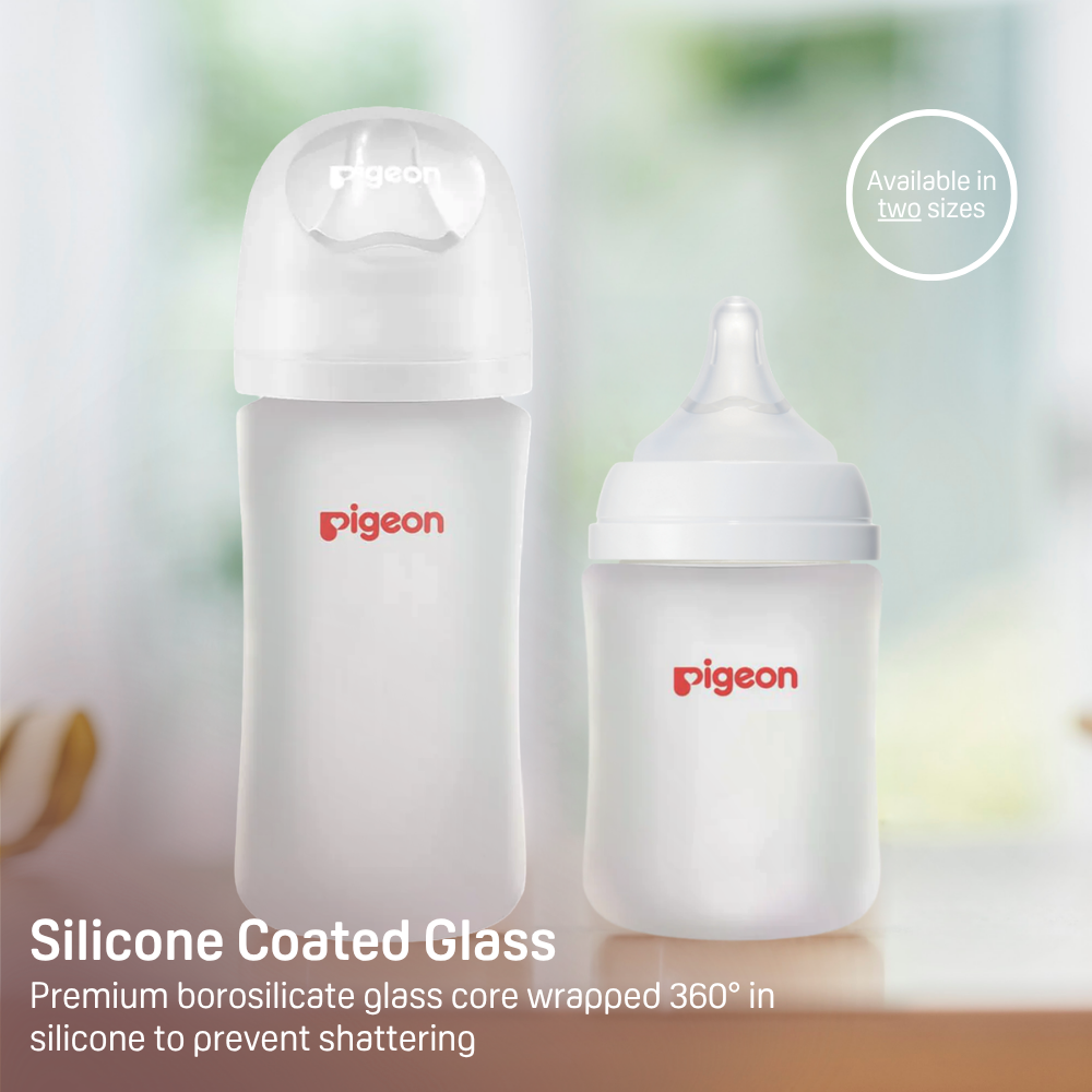 8oz Silicone Coated Glass Baby Bottle, Wide Neck 8 Oz (Pack of 2)