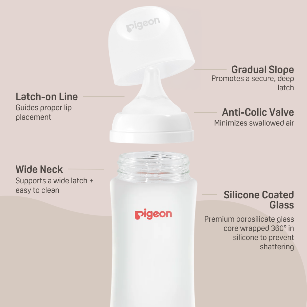 8oz Silicone Coated Glass Baby Bottle, Wide Neck 8 Oz (Pack of 2)