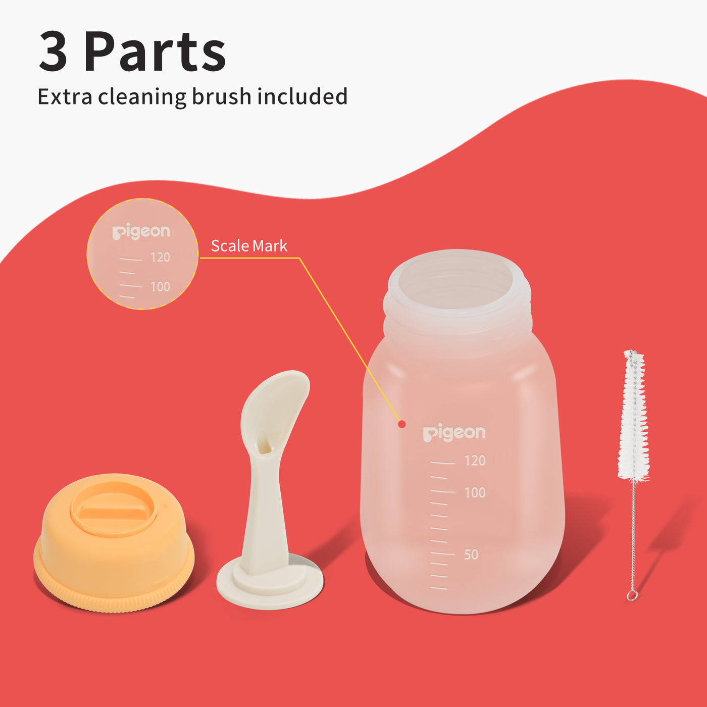 Pigeon Baby Weaning Spoon with Squeeze Bottle with Cleaning Brush 4 Oz(6 Months+)-4