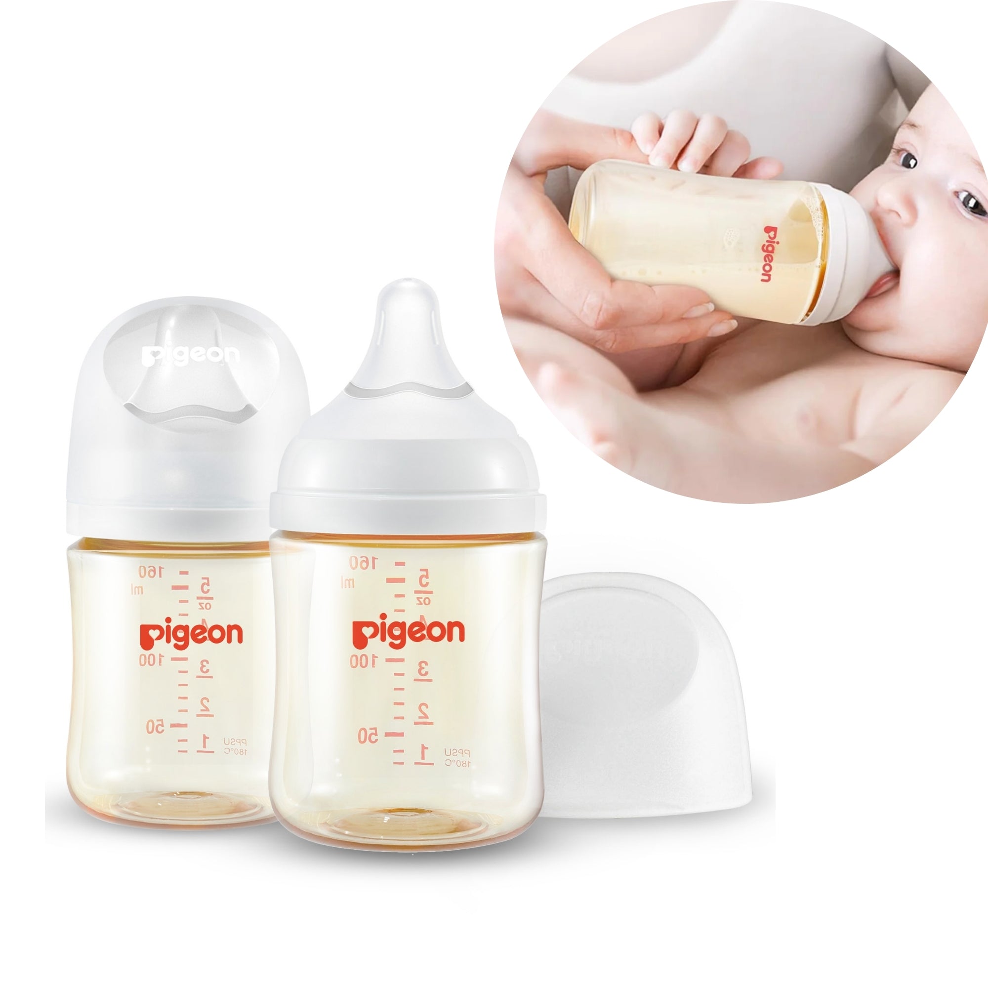 PPSU Wide Neck Baby Bottle 2 Packs,5.4 Oz（for Newborns)