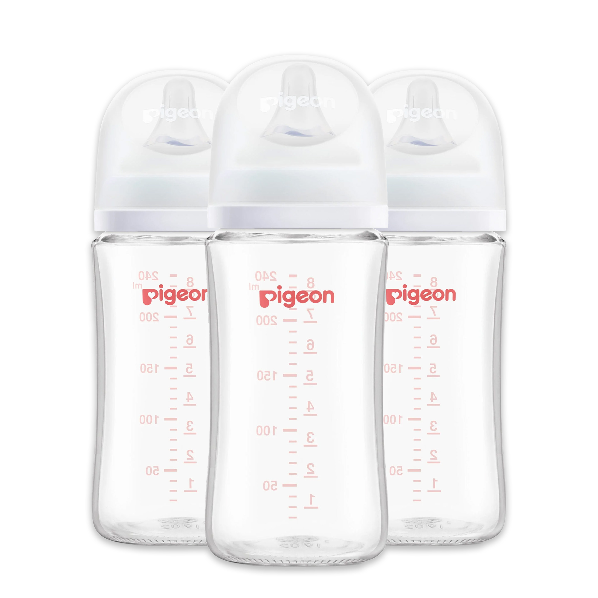 Pigeon Wide Neck Nursing Bottle 8oz/240ml Glass 3pc with M nipple