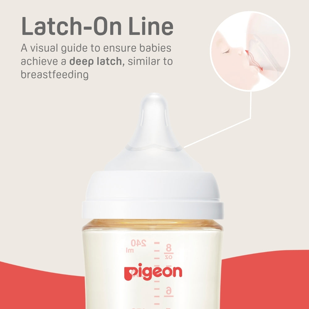 Pigeon PPSU Nursing Baby Bottle Wide Neck (Pack of 4), Streamlined Body, Natural Feel, Easy to Clean, Heat-Resistant, 5.4 oz and 8.1 oz