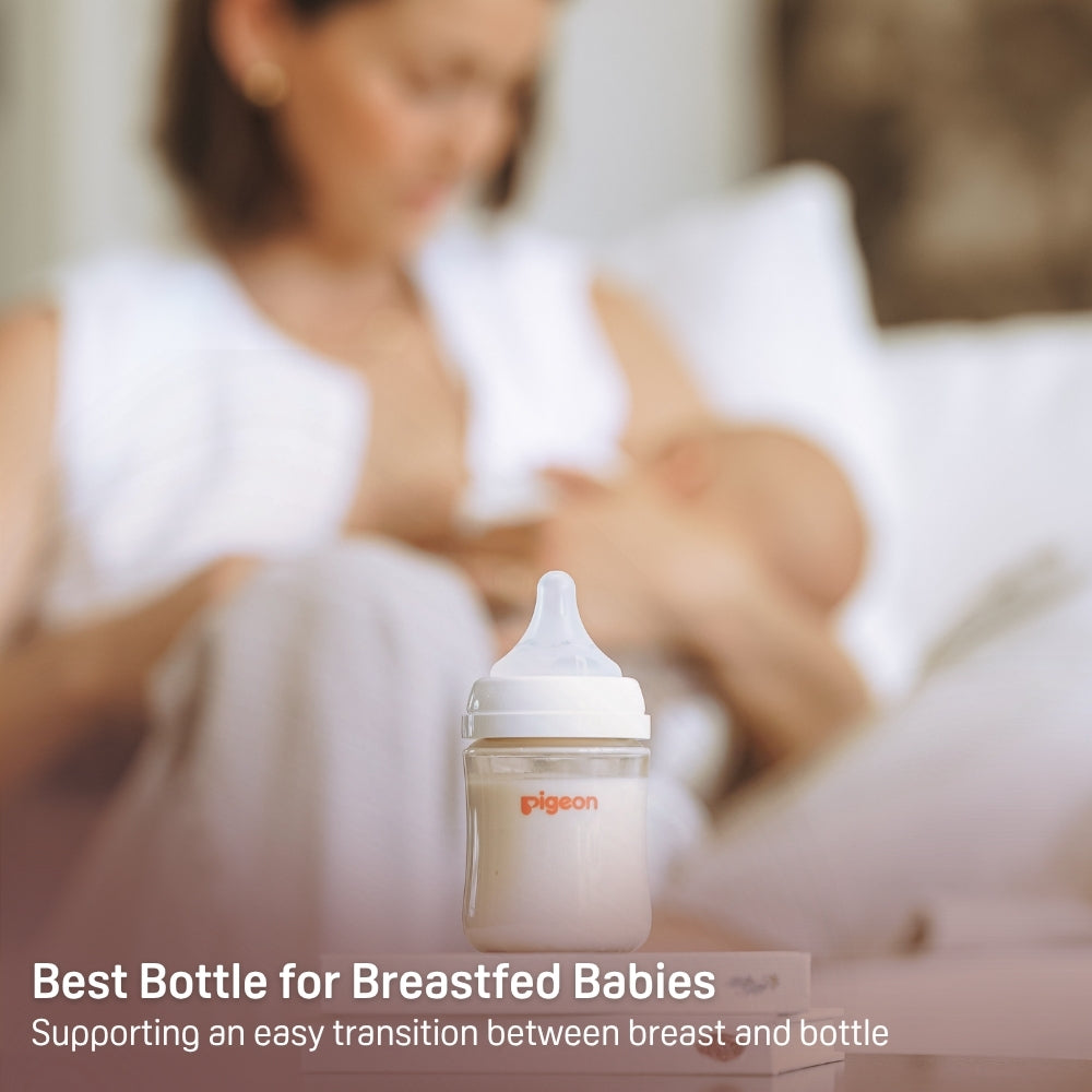 Pigeon PPSU Nursing Baby Bottle Wide Neck (Pack of 4), Streamlined Body, Natural Feel, Easy to Clean, Heat-Resistant, 5.4 oz and 8.1 oz